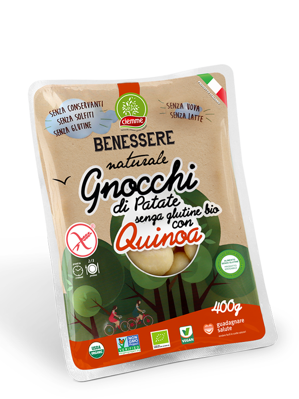 Gnocchi di patate senza glutine bio con quinoa Benessere Naturale Ciemme Alimentari